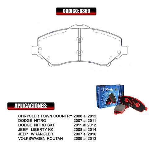 Pastillas De Frenos Delantera Jeep Wrangler 2009 2010  8389 Foto 2