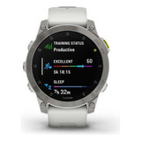 Relógio Garmin Epix Gen 2 Preto Titânio Pulseira Carbono Sa Caixa Prateado Pulseira Branco Bisel Prateado