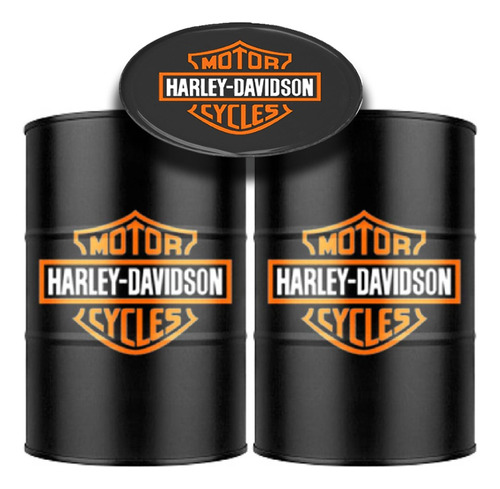 Adesivo Decorativo Tambor 200l -harley 2 Grandes 1 Pequeno