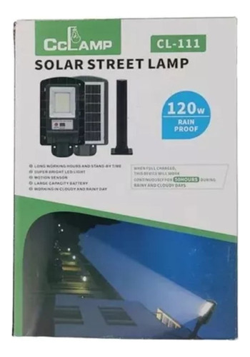 Lampara Solar Led Exterior Sensor Movimiento 120w Panel 3.8w