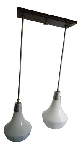 Lámpara Biptica Doble Vintage Opalina De Techo 
