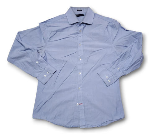 Camisa Tommy Hilfiger Mediana 15 32-33 Slim Fit Azul Lineas