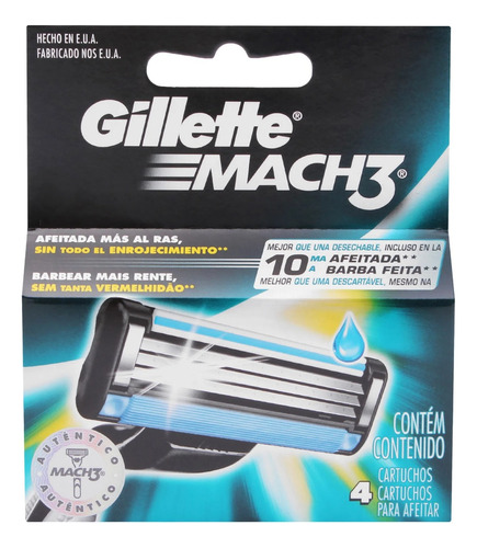 Repuestos Para Afeitar C/ Banda Lubricante Gillette Mach3 4p