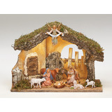 Nacimiento Fontanini 9 Pza Con Establo Luz Led, Escala 5inch