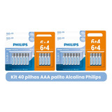 Kit 40 Pilhas  Aaa Alcalinas 1.5v Palito Philips