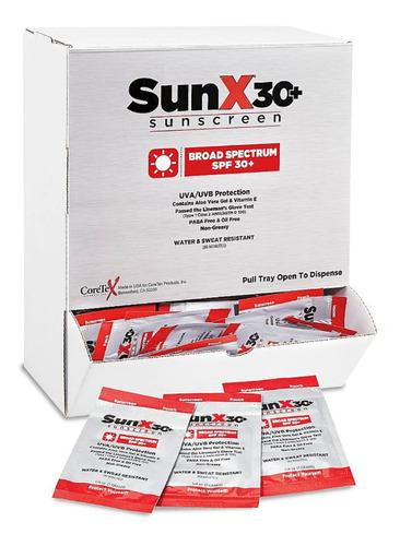 Caja Con 100 Sobres De Bloqueador Solar Sunx30 Uva/uvb 
