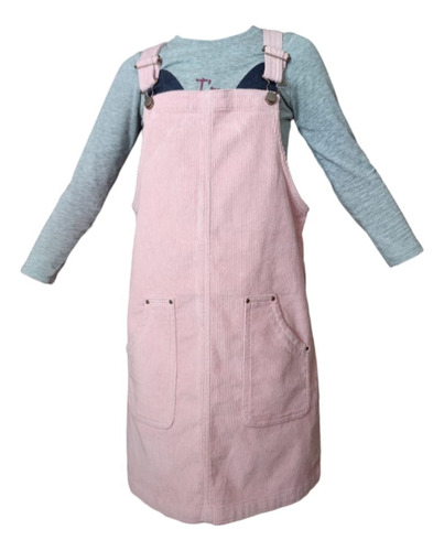 Vestido Overol De Pana Para Niña 10-12 Rosa