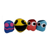 Muñeco Simil  1 Pacman Y 3 Fantasmas Tela  Videojuego  Set 4