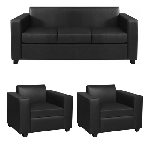 Combo Sillon Sofa 3 Cuerpos + 2 Sofa 1 Cuerpo Ecocuero Color