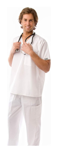 Uniforme Quirurgico Blanco Pijama Scrub Stretch Para Hombre 