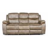 Sofa Reclinable 3cuerpos Con Posavasos Soft Brown Vys Spa