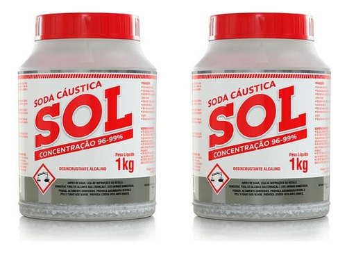 Kit Com 2 Sodas Sol Cáustica Para Desentupir Canos 1kg