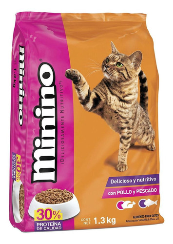 Croquetas Minino 1.3 Kg Gato Alimento Mascotas 30% Proteína