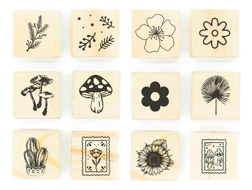 Sellos Decorativos Botanicos Flores 3x3 Cm Para Papel Y Tela