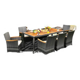 Excelente Juego De Comedor Para Patio Al Aire Libre, 9 Pcs