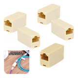 Adaptador Emenda Cabo De Rede Extensão Fêmea Rj45 Kit 5 Unid