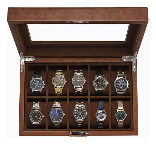 Guka Watch Box 10 Slot Display Case Real Glass Organizer  Ab