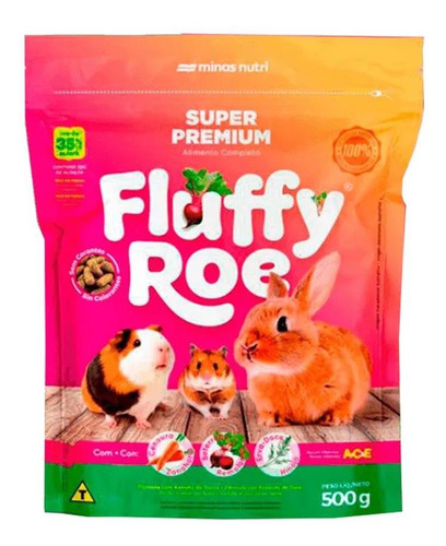 Ração Comida Para Hamster E Coelho Roedores Fluffy Roe 500g