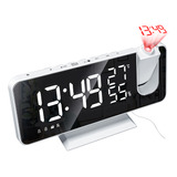 Reloj Despertador Proyección Digital 4-en-1 Espejo 180° Temp