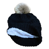 Touca Gorro De Lã Forrada Com Pompom De Pelinho Para Adultos