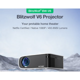 Projetor Blitzwolf Bw-v6 1080p 4k Linux Netflix Amazon Yt