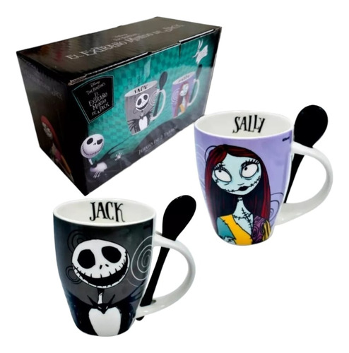 Dúo Tazas El Extraño Mundo De Jack Y Sally Con Cuchara