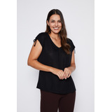 Polera Mujer Negro Tejido Hombros Family Shop