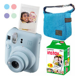 Kit Camera Instax Mini 12 Azul Revela Foto + Filme + Bolsa