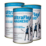 Pack 3 Ultraflex Magnesio Colágeno Hidrolizado En Polvo 420g Sabor Naranja