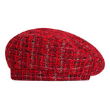 Gorro Rojo Navideño Boina Retro Para Mujer Invierno