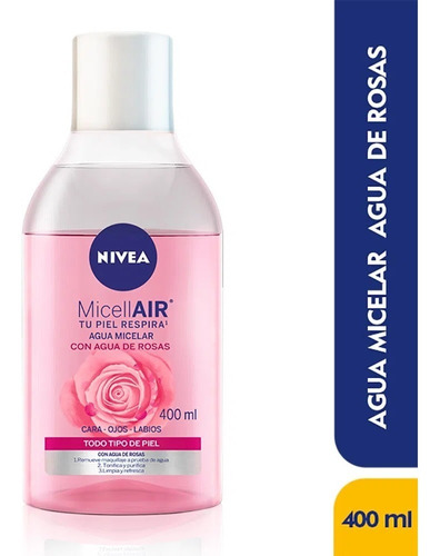 Agua Micelar Nivea  Rosas 400ml - mL a $77