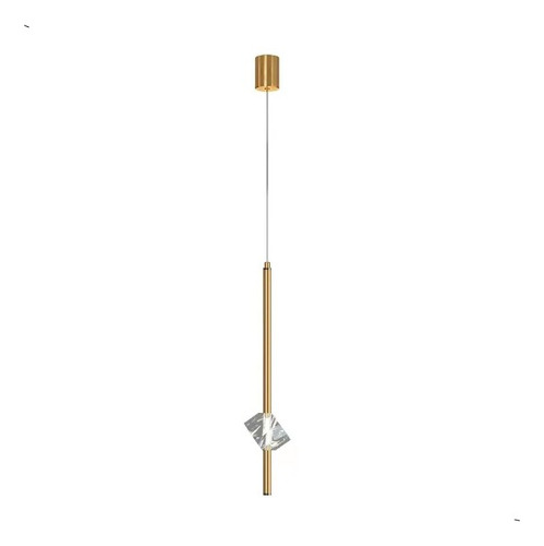 Lustre Tubo Pendente Moderno Luminária Dourada Minimalista