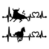 Sticker Para Auto Frecuencia De Caballo Y De Toro 2pz