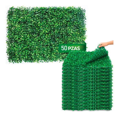Muro Verde Follaje Artificial Sintético 60x40cm 50 Pzs