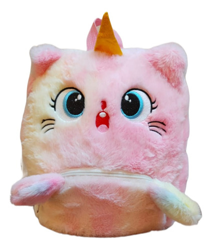 Mochila Gato Unicornio De Felpa Con Luz Para Niñas Casual Peluche