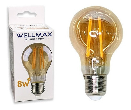 Ampolleta Led Linea Deco Vintage 8w A60 Certificada Wellmax