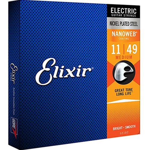 Encordoamento Elixir 011 Guitarra 12102 Nanoweb Medium Usa