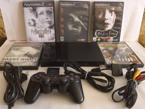 Kuon Playstation 2  Consola Slim + Chip + 5 Juegos Colección