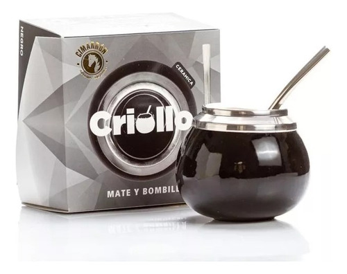 Mate Criollo Cerámica C/bombilla Acero Regalo 