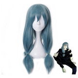 Peluca Mahito Cosplay Jujutsu Kaisen Azul Doble Trenza 65cm