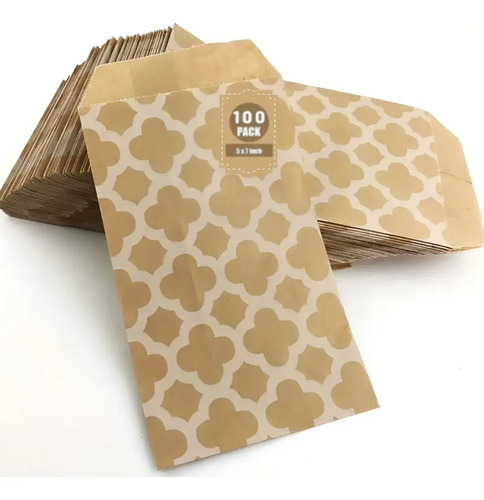 100 Bolsa Papel Kraft 18x13x8cm Pan Comida Galletas