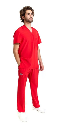 Conjunto Quirúrgico Médico Hombre Rojo Repelente A Fluidos