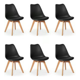 Kit C/6 Cadeiras Leda  Charles Eames, Saarinen Wood Com Alm