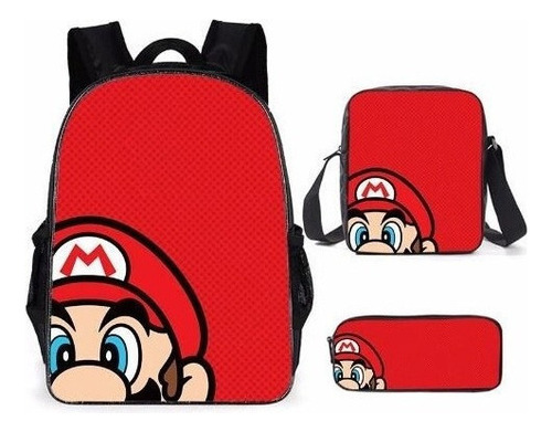 Mochila Super Mario Cartoon Anime Bolsa De Viaje Mario Bros