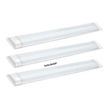 3 Luminária Tubular Led Slim 36/40w Branco Frio 120cm