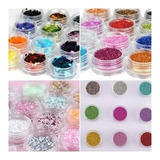 Kit 36 Frasquitos De Glitters Para Uñas En Diferentes Formas