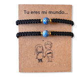 Dúo Pulseras Mundo Viajes Planeta Tierra Pareja Novios Amor