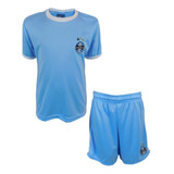 Kit Grêmio Infantil Camisa Suárez +calção Celeste Licenciado