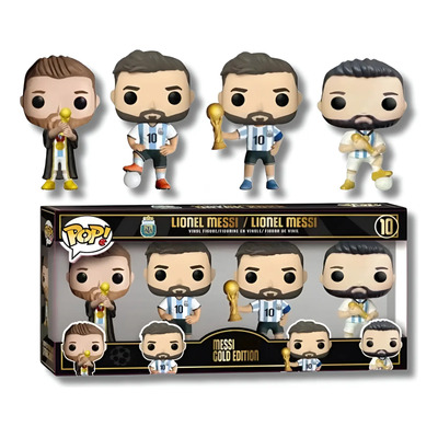 Set 4 Figuras Pop Lionel Messi Edición Golden 7cm | Meses sin interés
