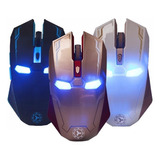 Mouse Gamer Iron Man Inalambrico Gaming Optico Luz Marvel Color Dorado